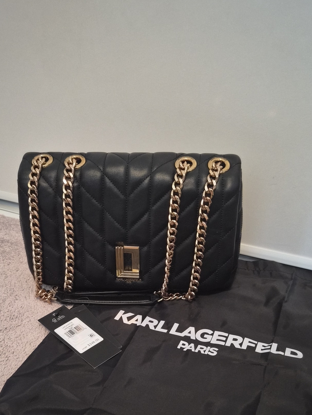 Karl Lagerfeld Lafayette Black Quilted Shoulder Bag